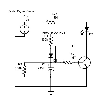 Audio signal LED indicator schematic